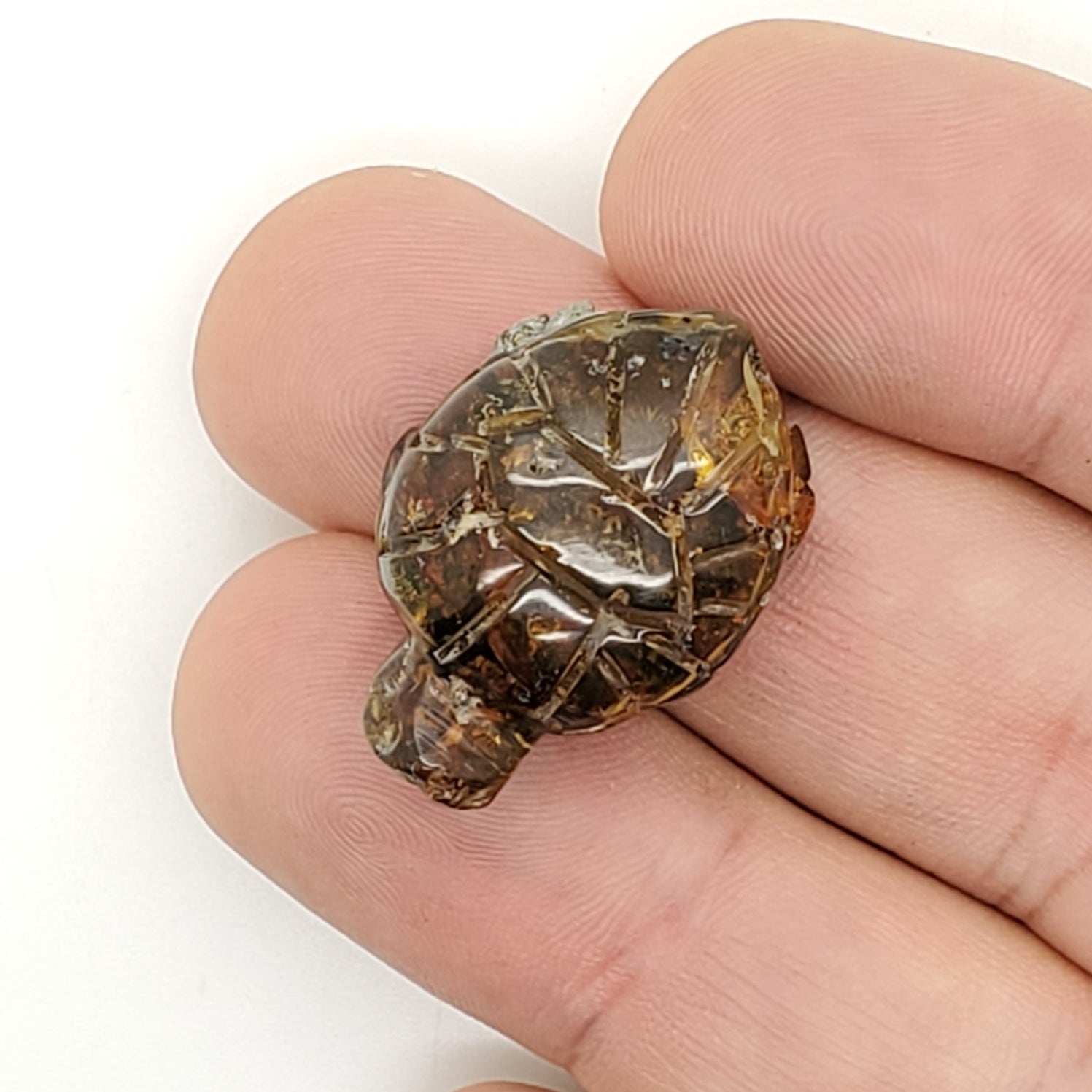 Turtle carving amber uv