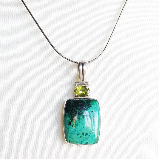 Chrysocolla and Peridot Pendant - The Meteorite Traders