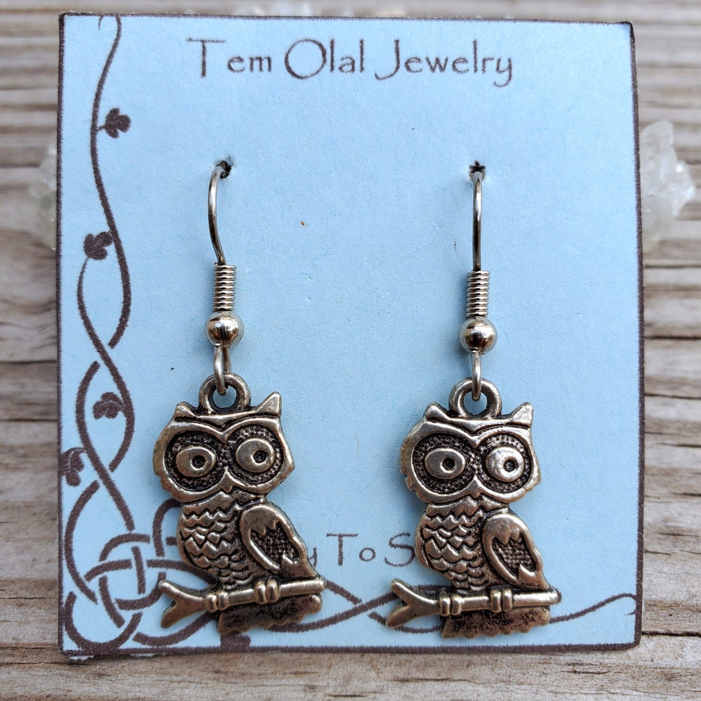 Owl on branch Earrings Tem Olal