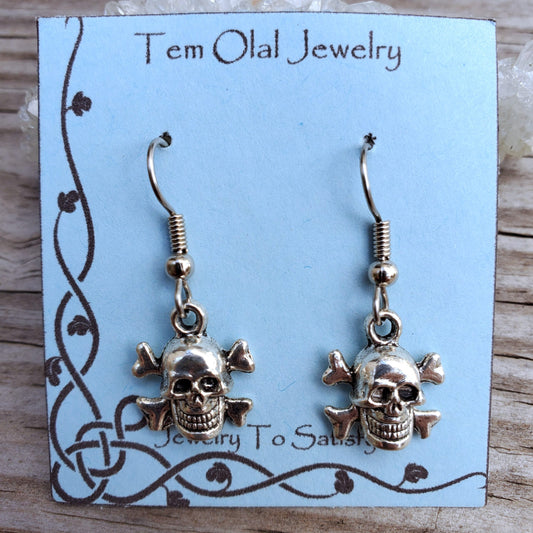 Small Skull Crossbones Earrings Tem Olal