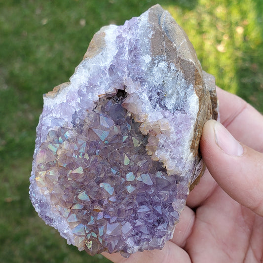 Natural Rainbow Aura Amethtst Cluster Thunder Bay