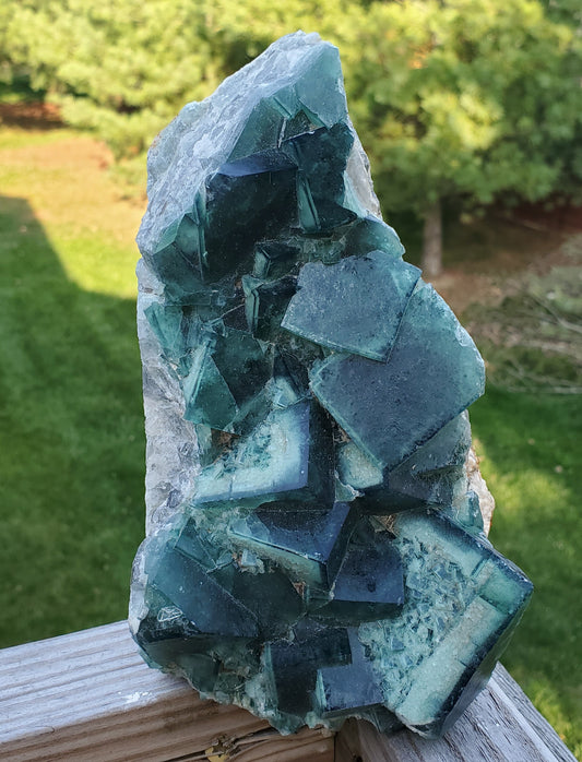 Massive Green Fluorite Crystal Cluster | Table Decor