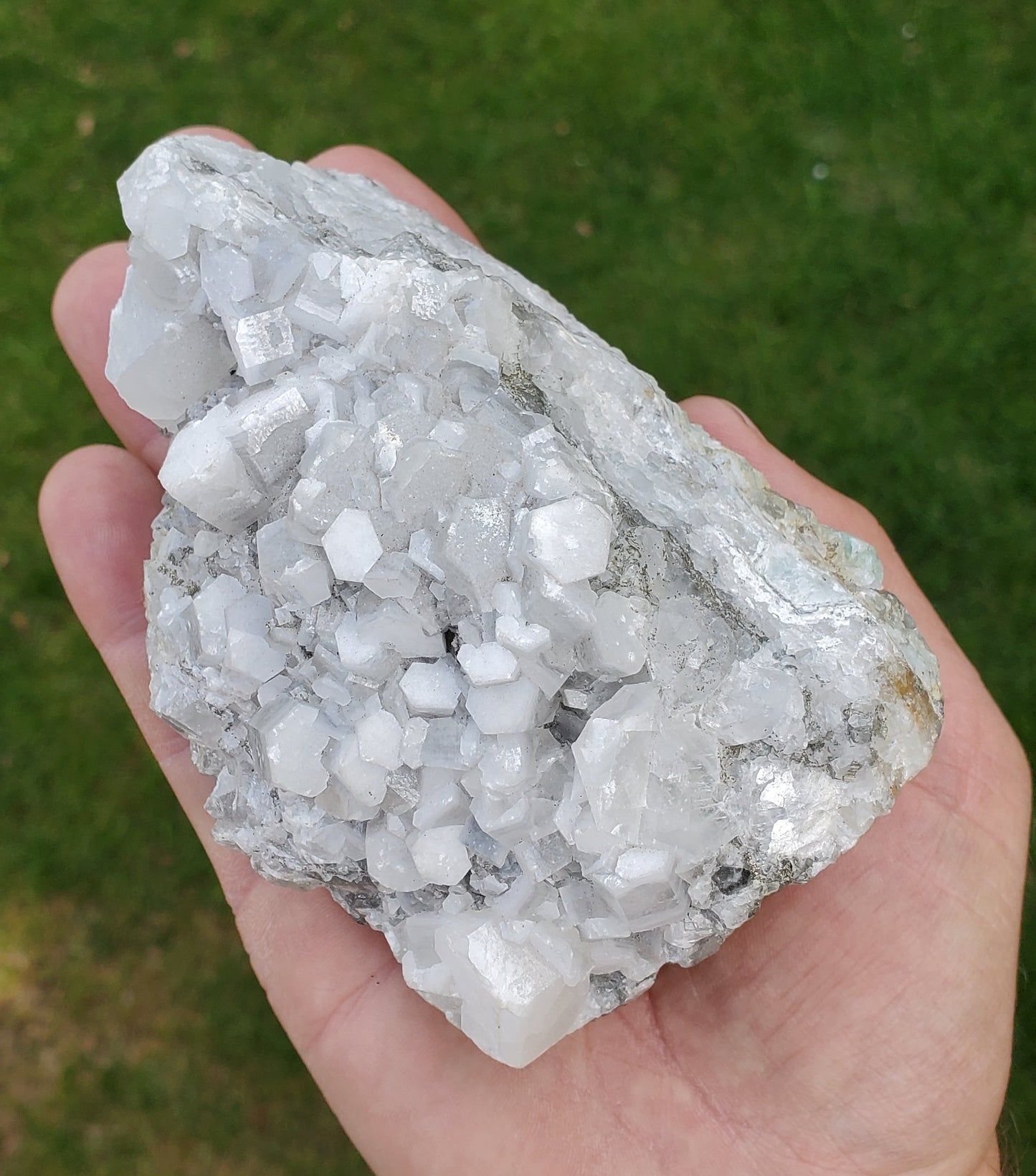 Massive White Calcite and Pyrite Cluster