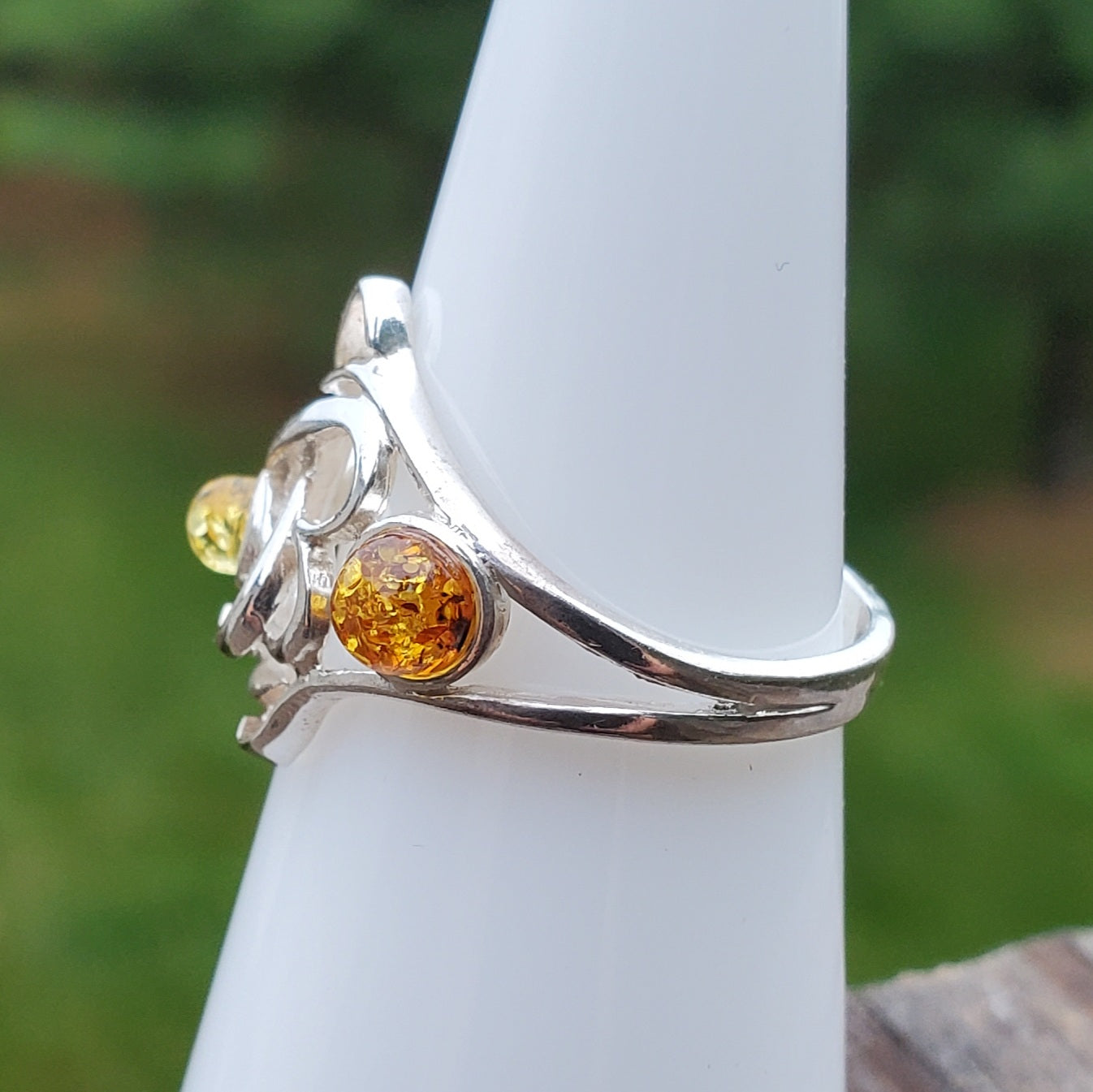 Multi Color Baltic Amber Ring | Size 6
