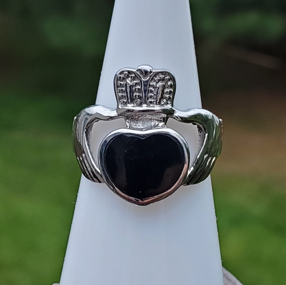 Black Heart Celtic Claddagh Ring