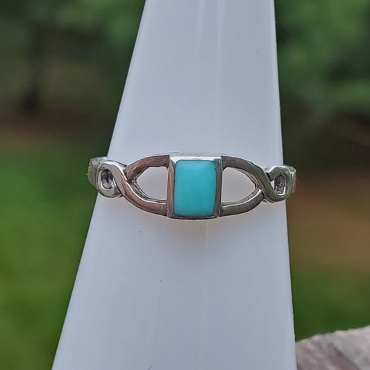 Blue Turquoise Gemstone Sterling Ring