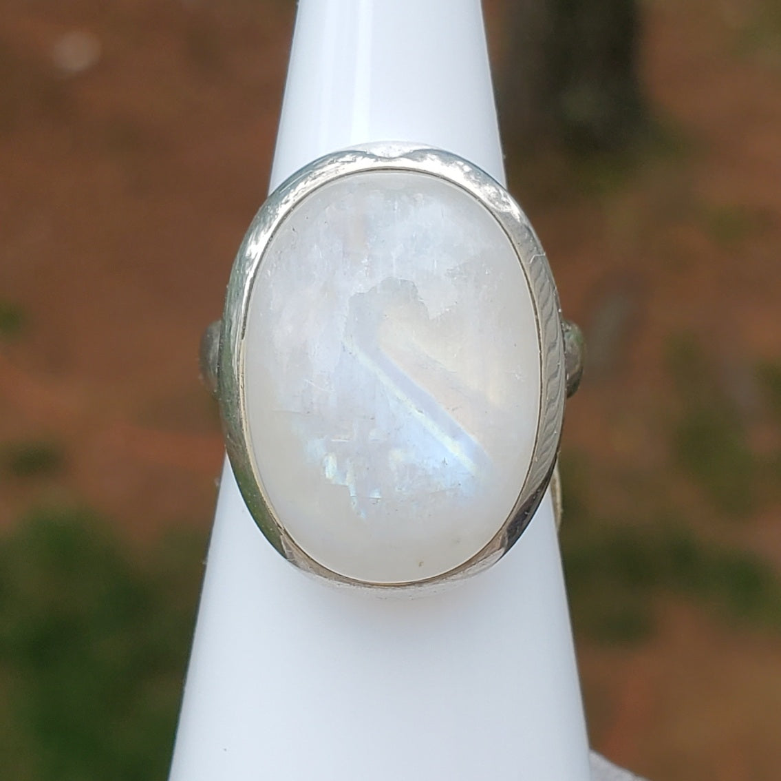 Rainbow Moonstone Sterling Ring Size 6.5