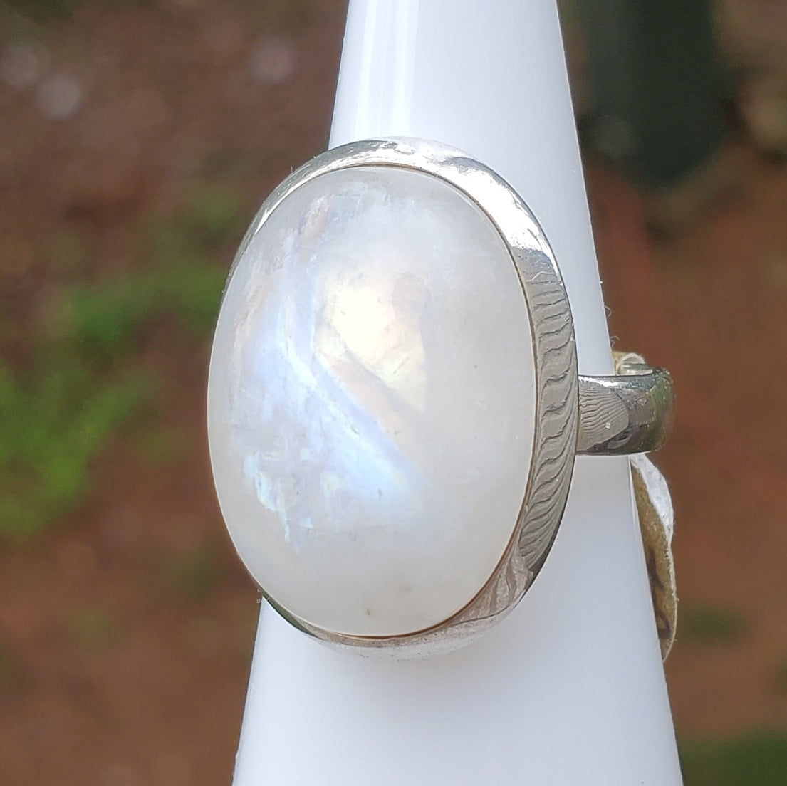 Rainbow Moonstone Sterling Ring Size 6.5