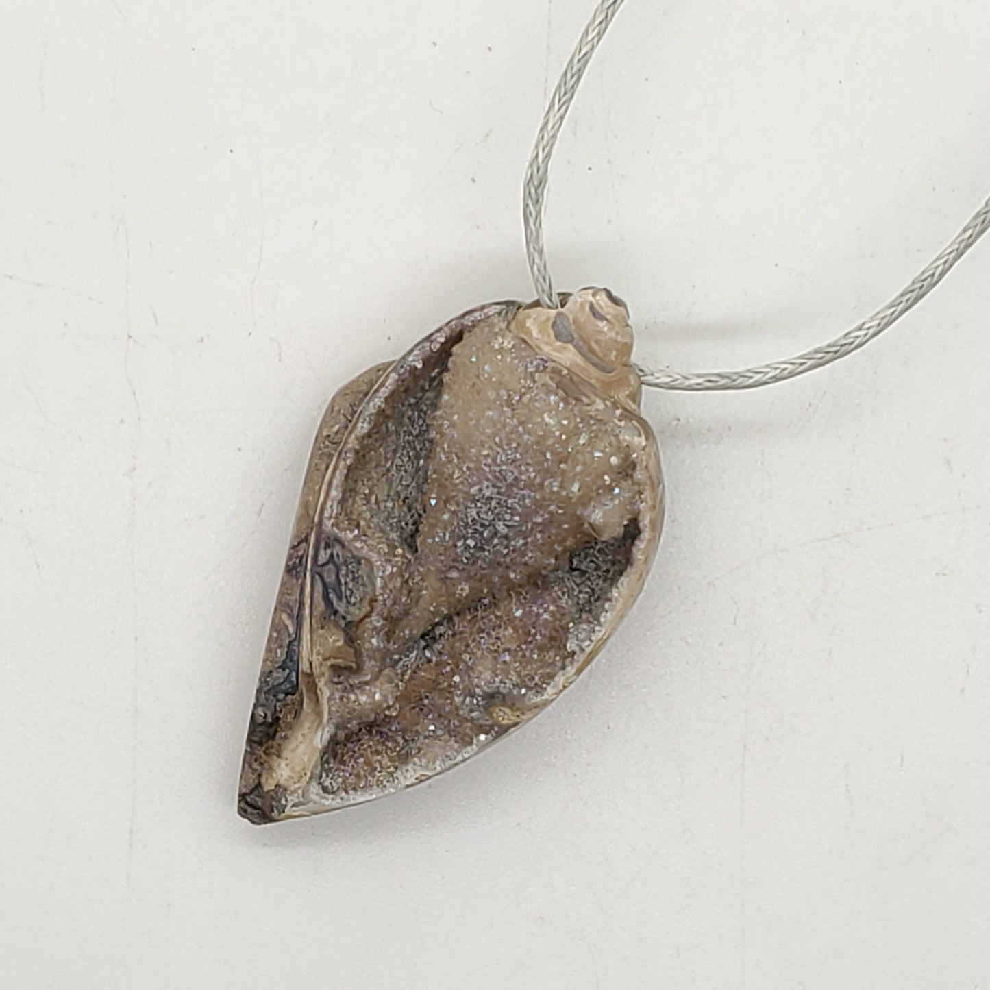 Spiralite Druzy Fossil Pendant