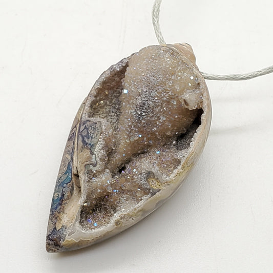 Spiralite Druzy Fossil Pendant