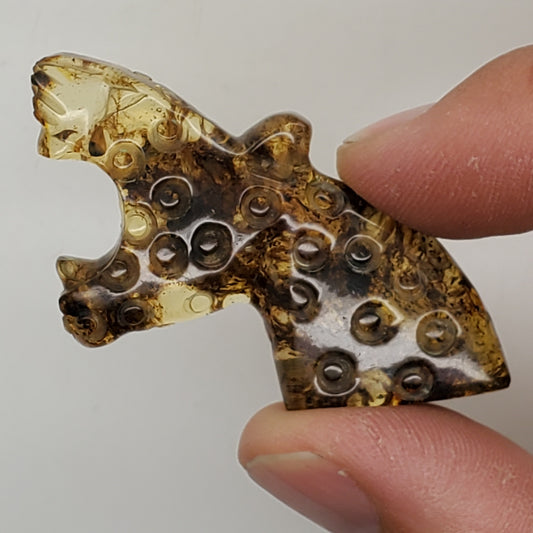 Jaguar Talisman Amber Carving