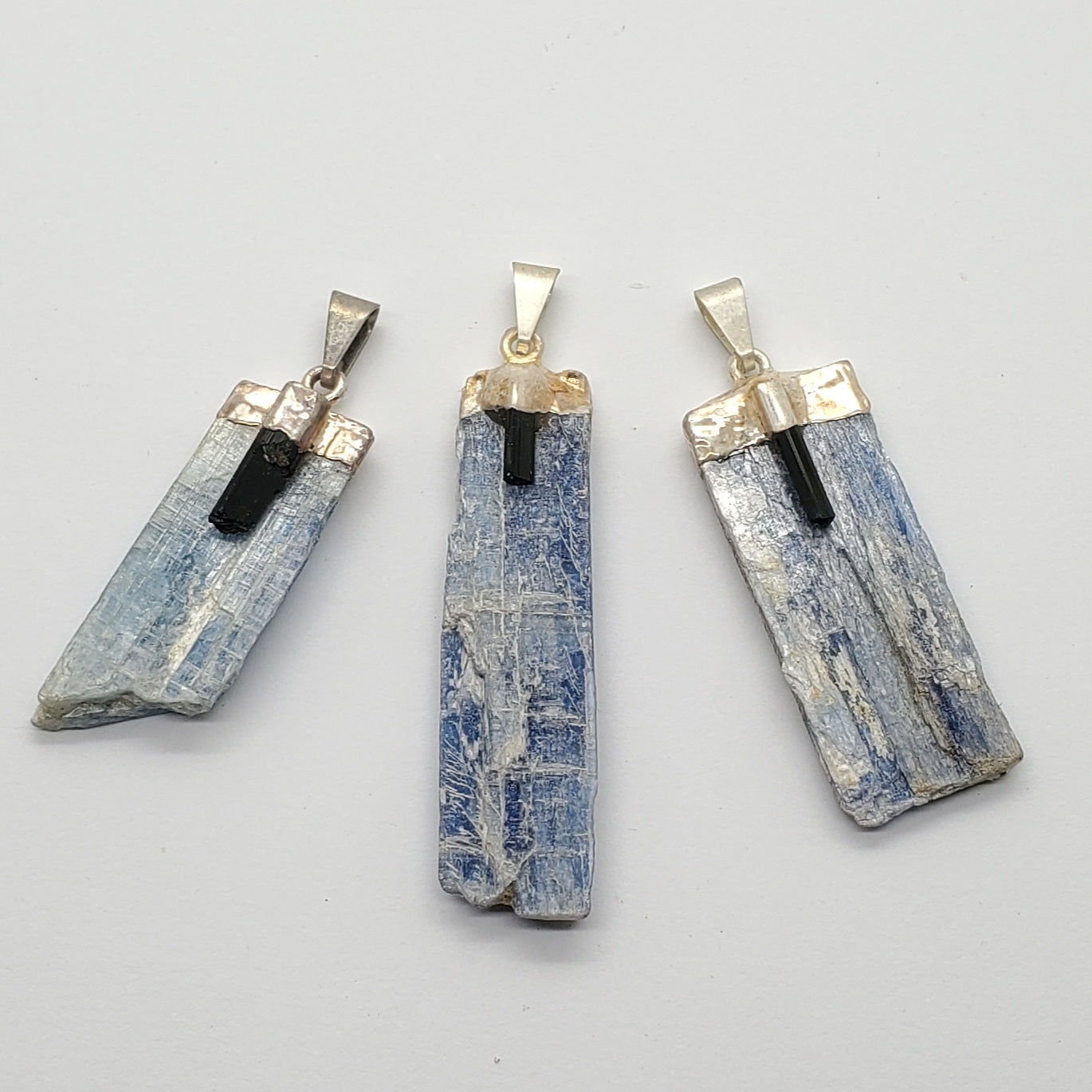 Blue Kyanite Pendant with Green Tourmaline accent