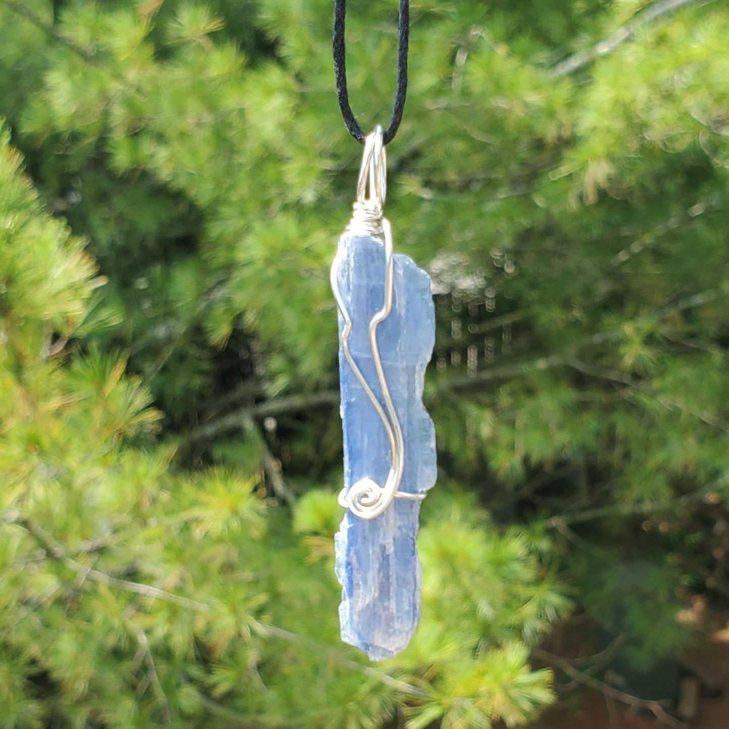 Blue Kyanite Wire Wrap Pendant2