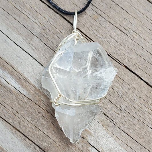 Clear Quartz Crystal Point Wire Wrap Pendant1