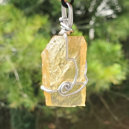 Honey Calcite Wire Wrap Pendant1