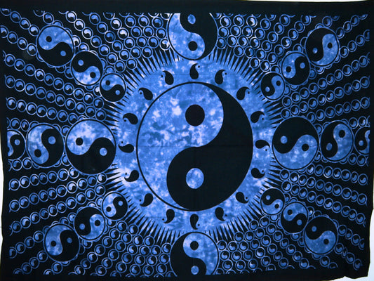 sm tapestry yin yang fractal blue