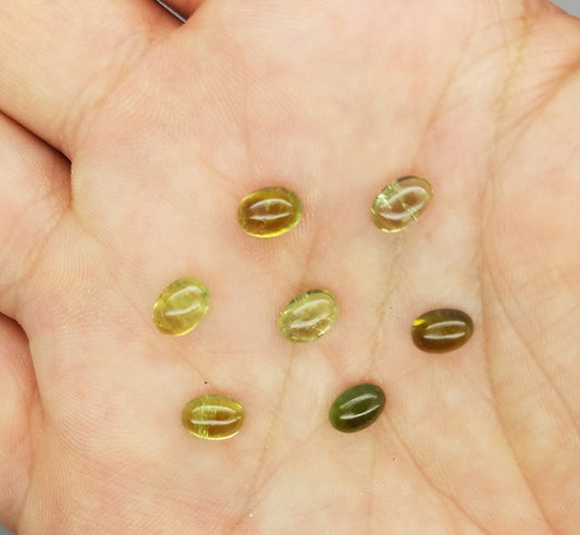 Green Tourmaline Oval Cabochons 7Pc Lot