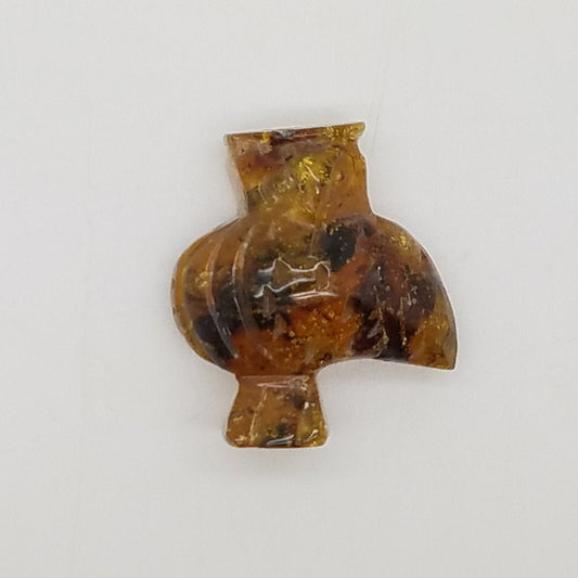 OWL AMBER Talisman Carving with UV reaction