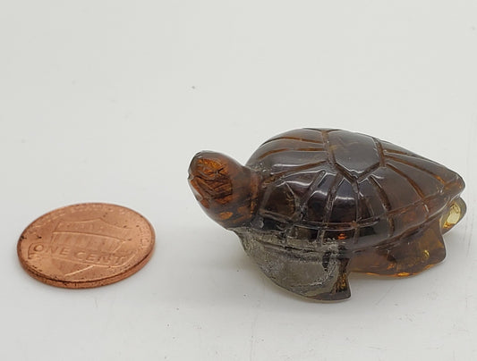 TURTLE Talisman | AMBER Carving | UV Reactive