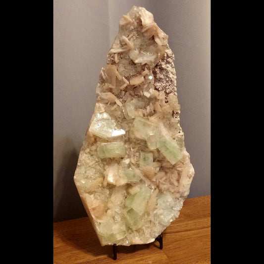 Green Apophyllite with Heulandite- Geode Cluster